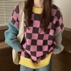 Plaid Color Block Sweater