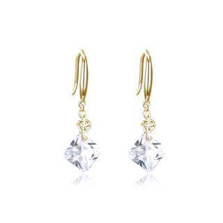 Sterling Silver Fashion Elegant Champagne Gold Geometric Earrings With Austrian Element Crystal Champagne - One Size