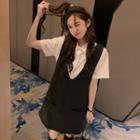 Elbow-sleeve Shirt / Sleeveless Shift Dress