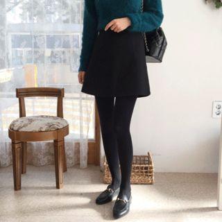 A-line Wool Blend Miniskirt