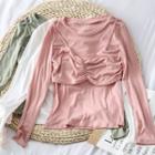 Mock Two-piece Ruched T-shirt