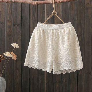 Lace Wide-leg Shorts White - One Size