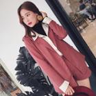Set: Single-button Long Blazer + Plain Shorts