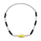 Pill Stainless Steel Necklace Yellow Pill - Black & White - One Size