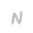 Left Right Accessory - 9k White Gold Initial N Pave Diamond Single Stud Earring (0.04cttw)