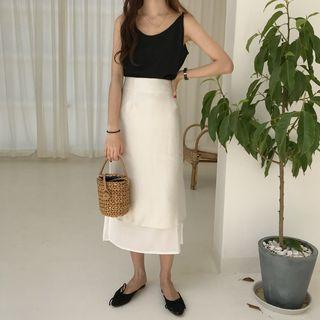 Chiffon Camisole Top / Layered Midi Skirt