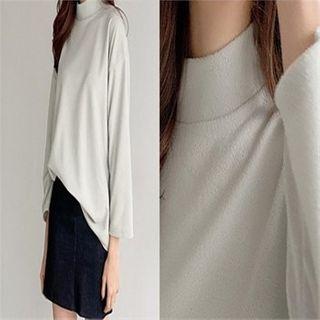 Mock-neck Polar-fleece T-shirt