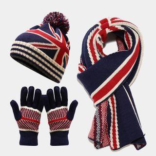 Set: Print Gloves + Beanie + Scarf