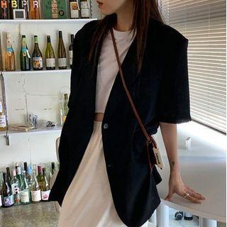 Short-sleeve Plain Medium Long Blazer