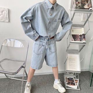 Long-sleeve Denim Romper