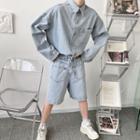 Long-sleeve Denim Romper