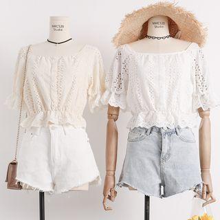 Eyelet-lace Cropped Top