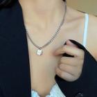 Disc Pendant Alloy Necklace 1 Pc - Silver - One Size