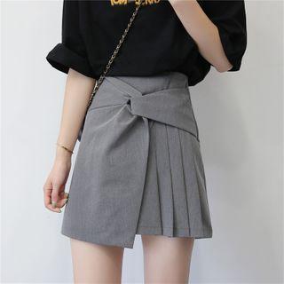 Asymmetric Pleated Twist Mini A-line Skirt