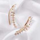 Faux Pearl Clip-on Earring 1 Pair - Qr85 - Gold & White - One Size