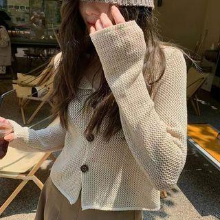 Pointelle Knit Cardigan Milky Tea - One Size