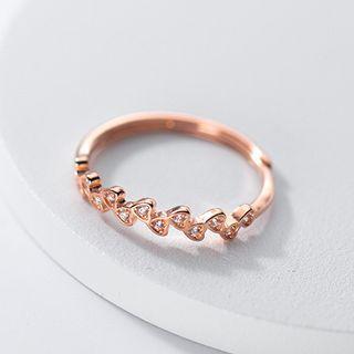 Heart Rhinestone Sterling Silver Open Ring