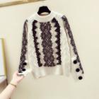 Lace Panel Cable-knit Sweater