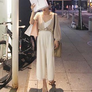 Fringed Jumpsuit / Knit Cardigan