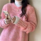 Plain Sweater / Turtleneck Long-sleeve Top