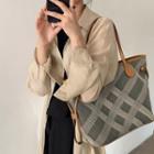 Plaid Tote Bag Light Brown - One Size