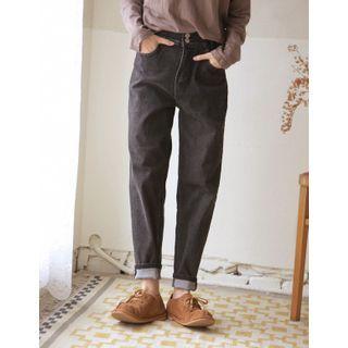 Band-waist Harem Jeans Black - One Size
