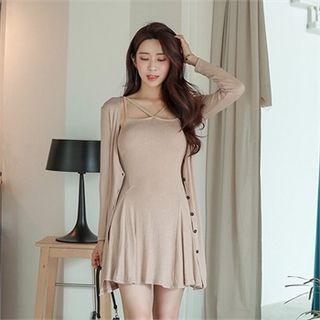 Deep V-neck Long Cardigan