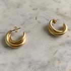 Layered Open Hoop Earrings Gold - One Size