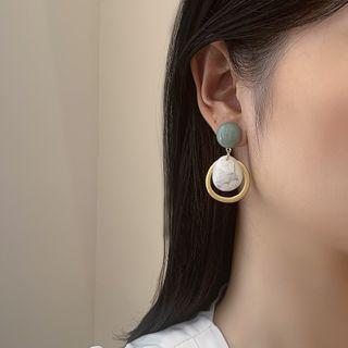 Acrylic Disc Alloy Hoop Dangle Earring 1 Pair - Blue - One Size