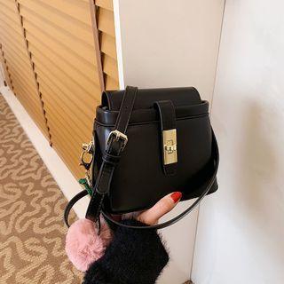 Set: Top Handle Faux Leather Crossbody Bag + Bag Charm