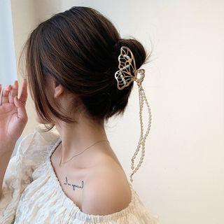 Faux Pearl Butterfly Alloy Hair Clip