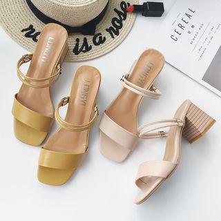 Double Strap Block Heel Sandals