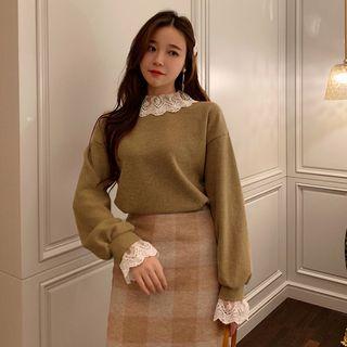Lace-detail Knit Pullover