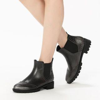 Studded Wingtip Ankle Boots