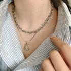 Layered Pendant Chain Necklace As Shown In Figure - One Size