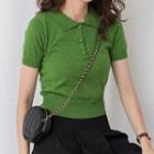 Plain Short-sleeve Knit Polo Shirt