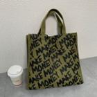 Lettering Tote Bag Black Lettering - Army Green - One Size
