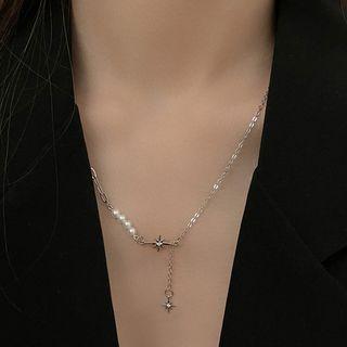 Star Faux Pearl Pendant Necklace 1 Pc - Star Faux Pearl Pendant Necklace - Silver - One Size