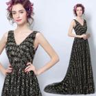 Sleeveless Embroidery Evening Gown