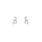 Square Rhinestone Alloy Dangle Earring 1 Pair - Silver - One Size