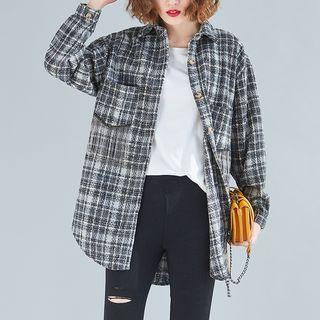 Metal Fringe Plaid Shirt Jacket