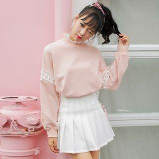Lace Panel Long-sleeve Sweatshirt