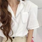 Plain Loose-fit Short-sleeve Blouse