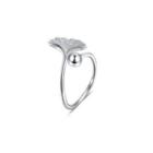 925 Sterling Silver Simple Elegant Fashion Ginkgo Leaf Adjustable Opening Ring Silver - One Size