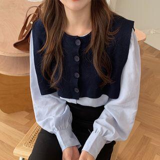 Set: Chiffon Blouse + Knit Scarf