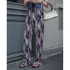 Tie-dyed Wide Leg Pants White & Dark Brown - One Size