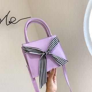 Striped Bow Top Handle Crossbody Bag