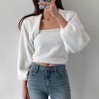 Set: Faux-fur Bolero + Sleeveless Crop Top