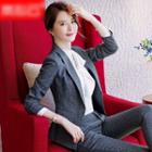 Chiffon Blouse / Striped Shirt / Single-button Blazer / Dress Pants / Pencil Skirt / Set