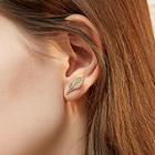 Rhinestone Leaf Stud Earring 1 Pair - Gold - One Size